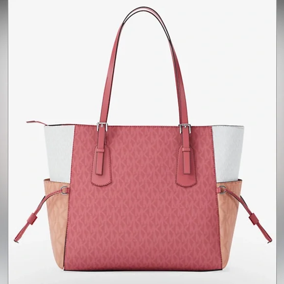 NWT MICHAEL KORS OUTLET Voyager Large Color-Block Signature Logo Tote Bag $398 - Picture 2 of 5